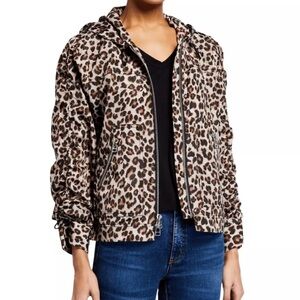 Veronica Beard Brown Bomber Jacket with Leopard Print